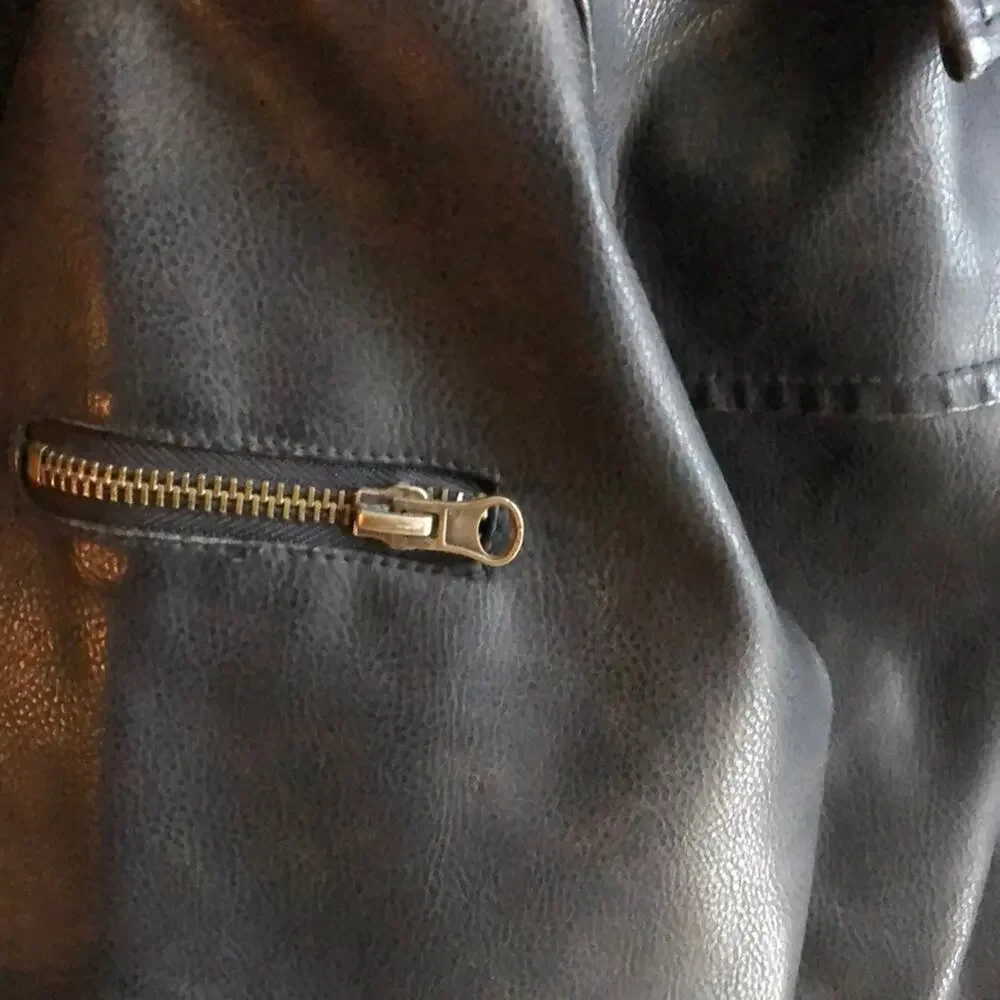 Black faux leather biker style jacket Size M